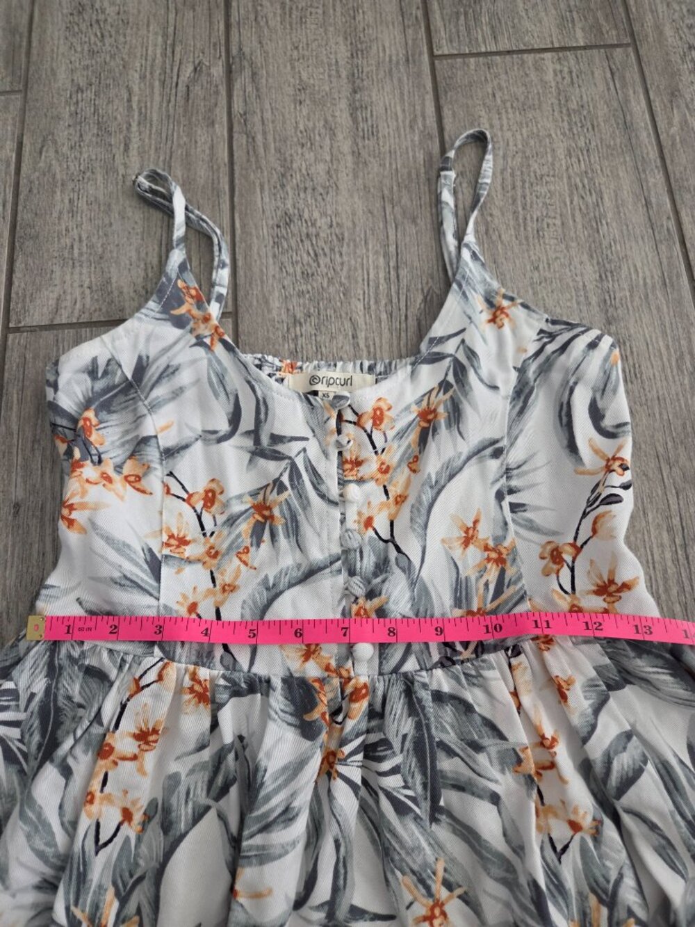 Rip Curl Diamond Bay Tropical Mini Sundress White Gray Orange Women's Size XS - Picture 10 of 14